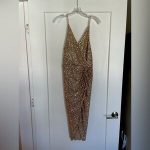 NWT Jonathan Simkhai gold sequined cocktail dress